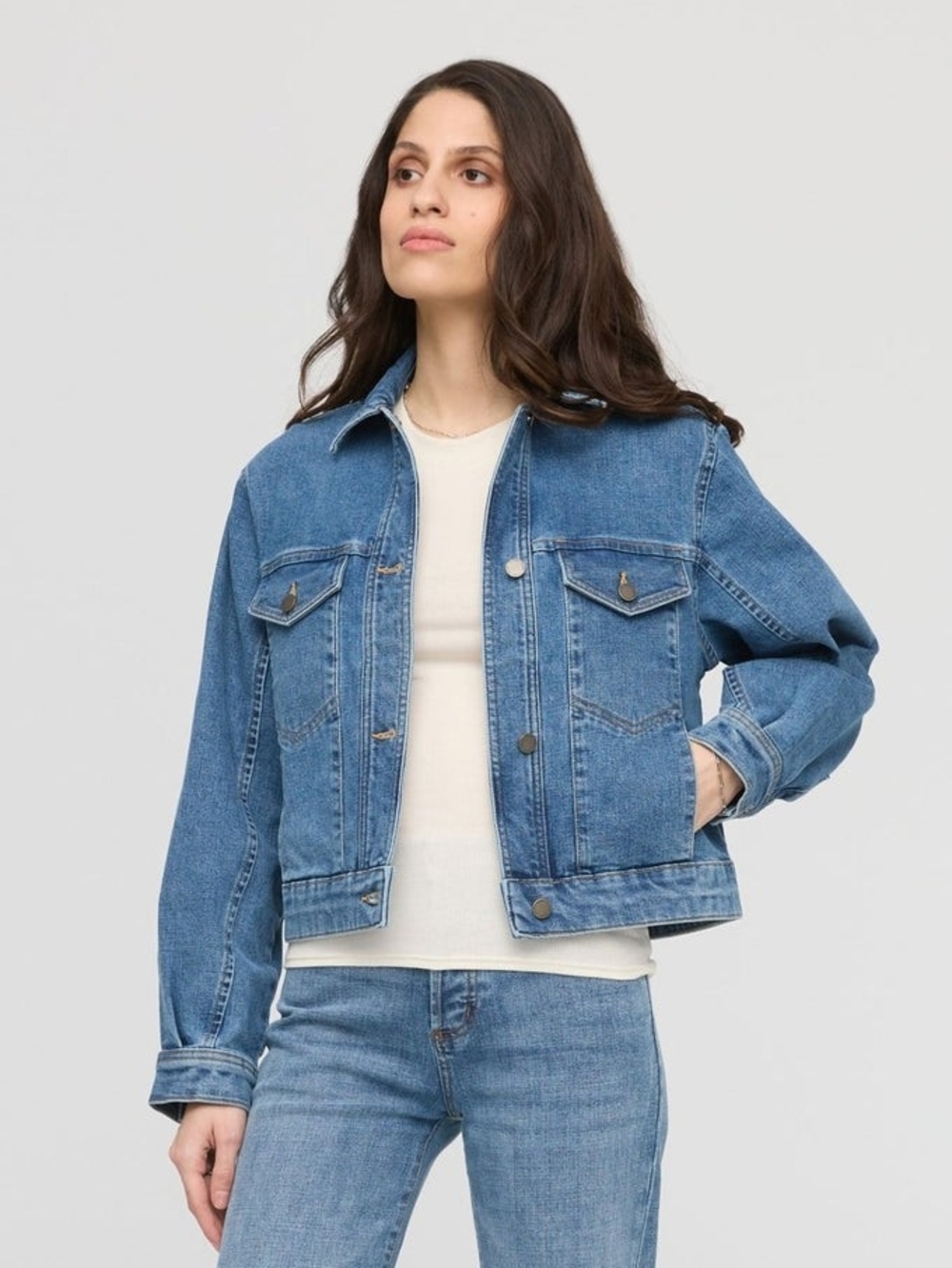 DUER Midweight Denim Pleated Jacket - Vintage Wash